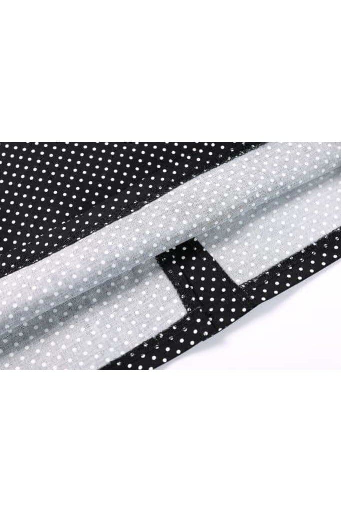 Classic Black with White Polka Dot Slit Detail Bell Sleeve Pencil Dress