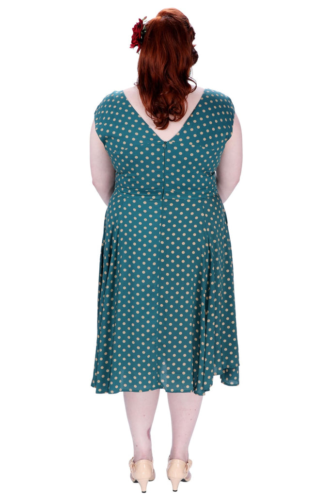 Emerald Green & Beige Polka Dot Sweet Heart Dress